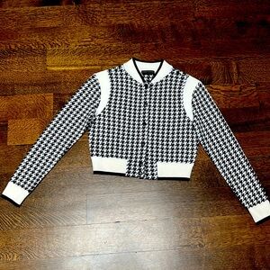 Alice & Olivia checkered bomber sweater. Size XS. NBW